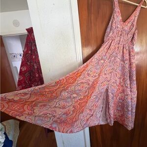 Free People Paisley Maxi Dress in Pink and Orange